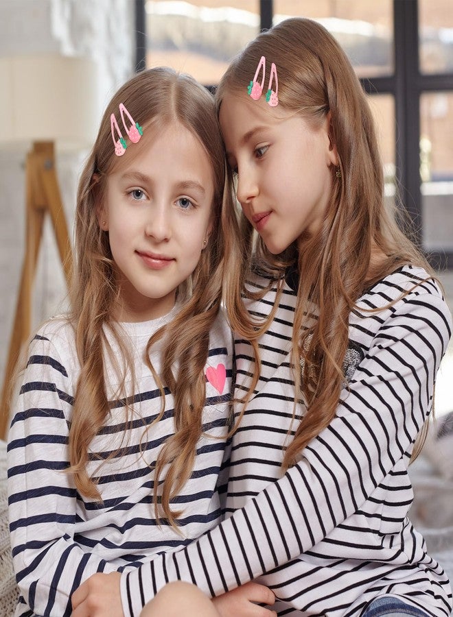 Ymapinc 8Pcs Strawberry Hair Clips for Women, Pink Kawaii Resin Snap Barrettes, Non-Slip Cute Hair Accessories Gift for Girls Teens - Image 4